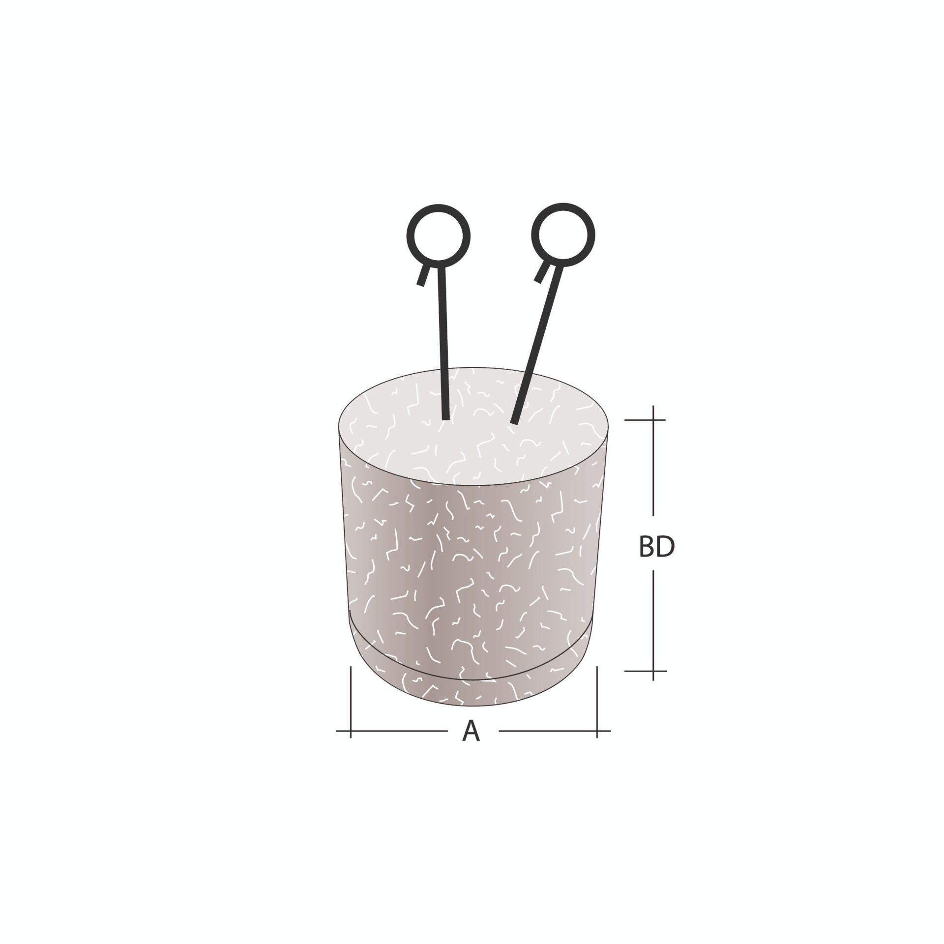 Poured concrete spacer with eyelet wire
